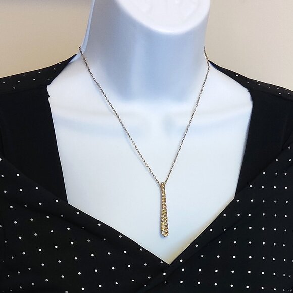 New Monet  Yellow Citrine Crystal Teardrop Charm Pendant Gold Tone Necklace - Picture 11 of 12